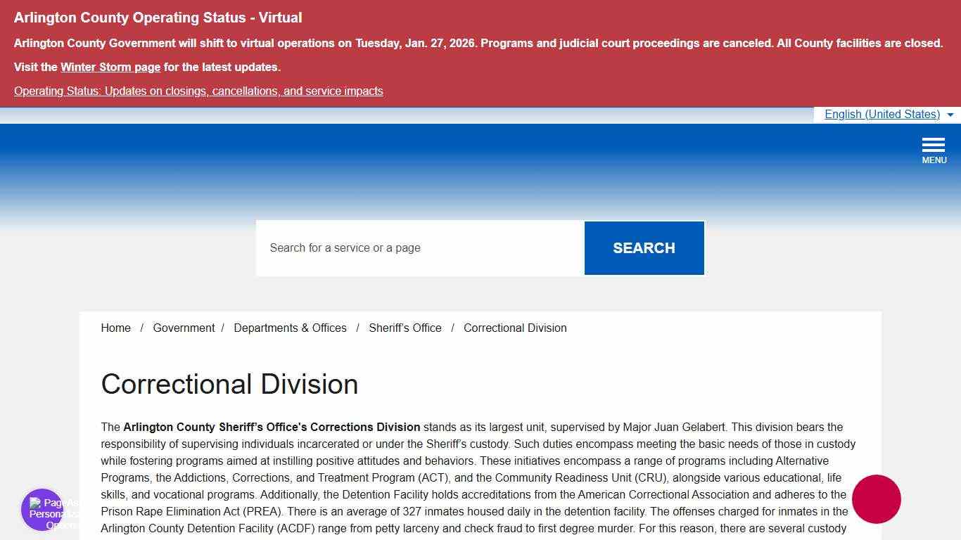 Correctional Division – Official Website of Arlington County Virginia Government
